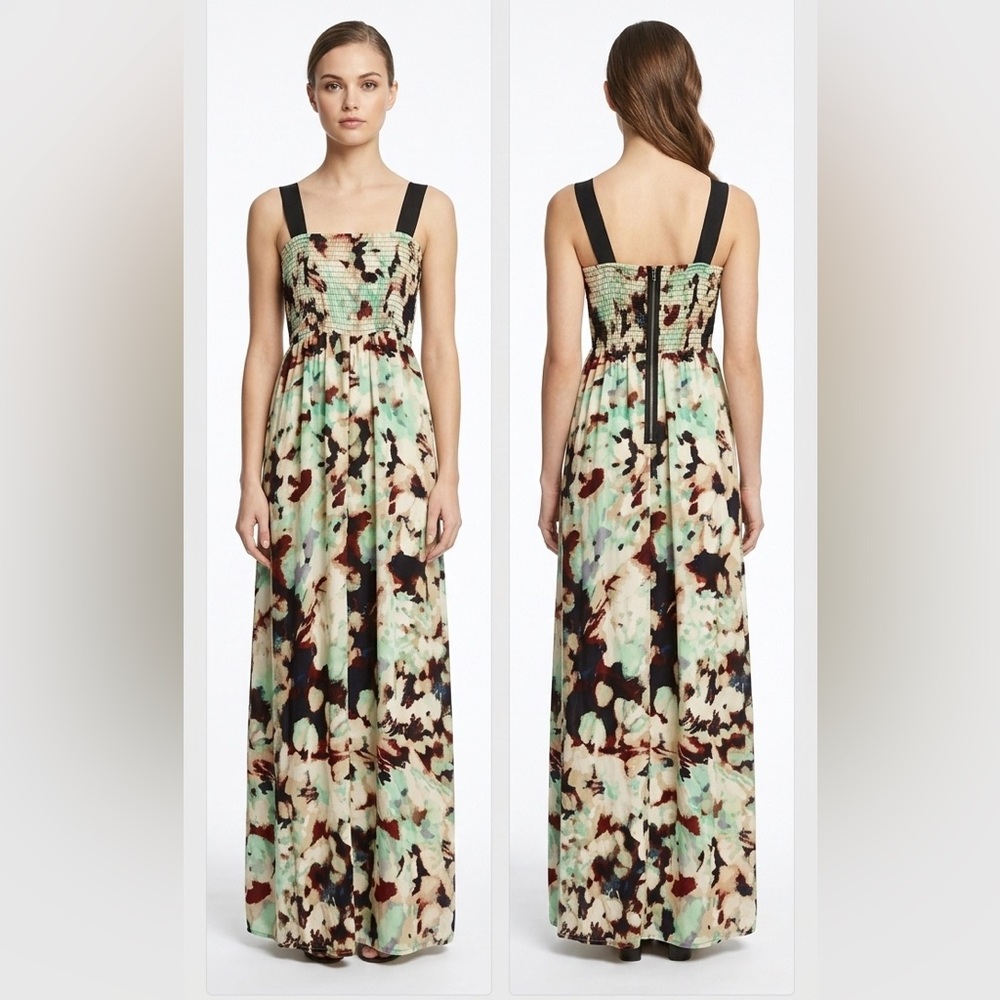 Xhiliration Multicolour Smocked Maxi Dress w Zipper Sz XS